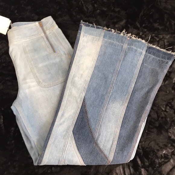 Free People Denim - Free People Three Tones Stripe Wide Jeans.